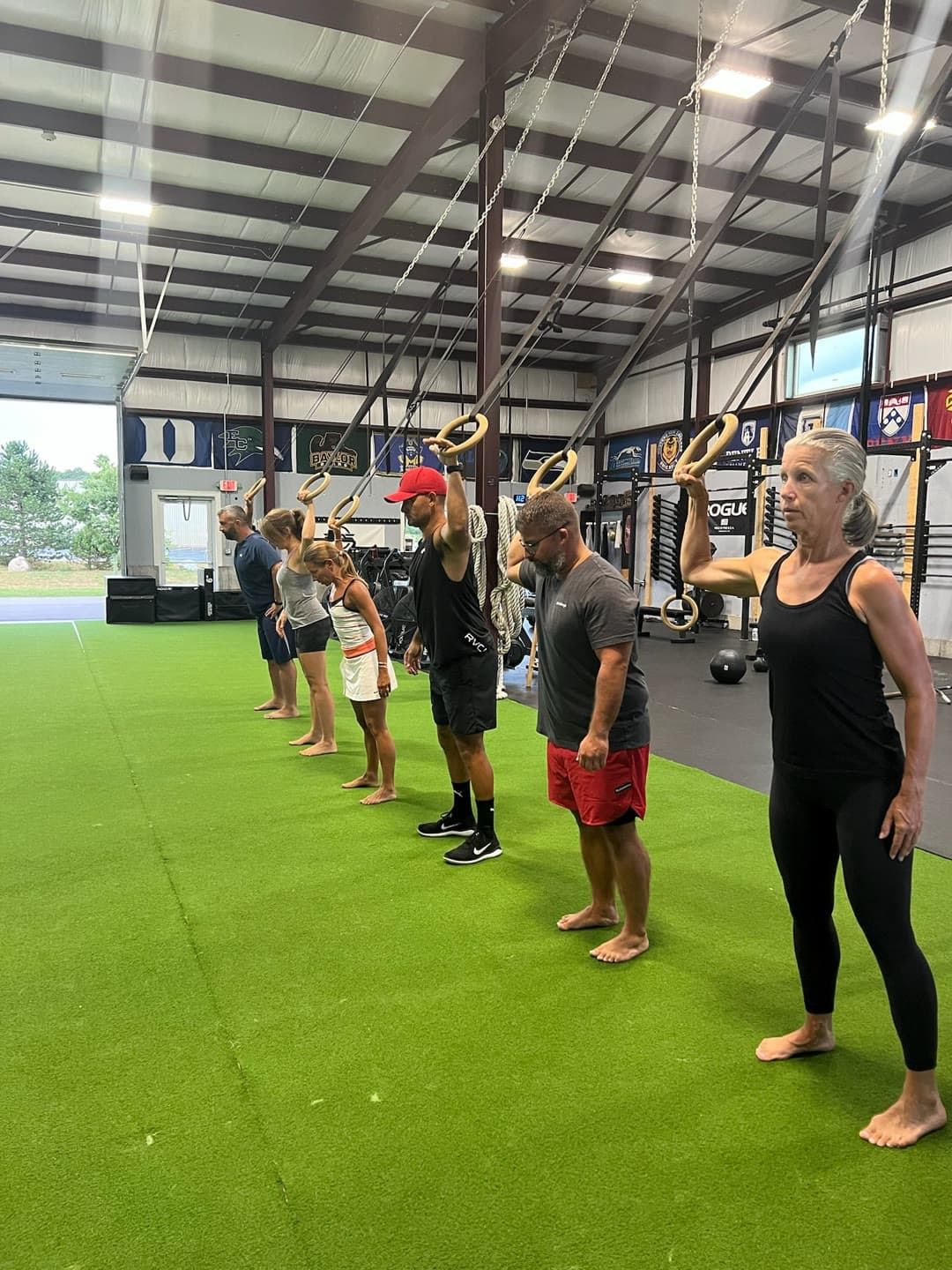 EPS members of different ages training on the rings together